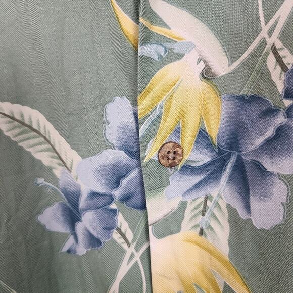 Tommy Bahama Birds of Paradise & Fronds 100% Silk Hawaiian Shirt Beach XL Mens - Picture 11 of 15